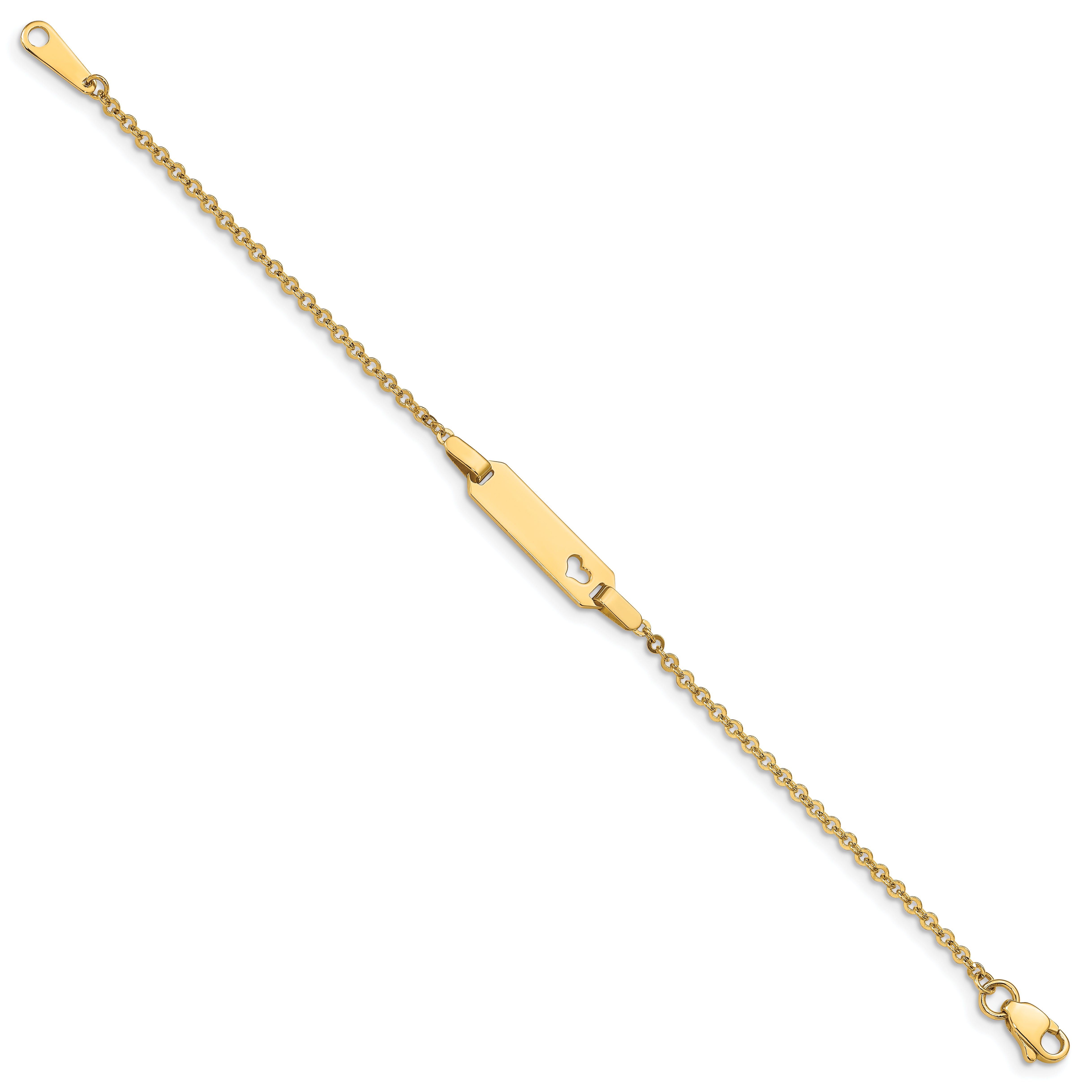 14K Polished Cut-out Heart 18x5mm Plate 6 inch Baby/Child ID Bracelet