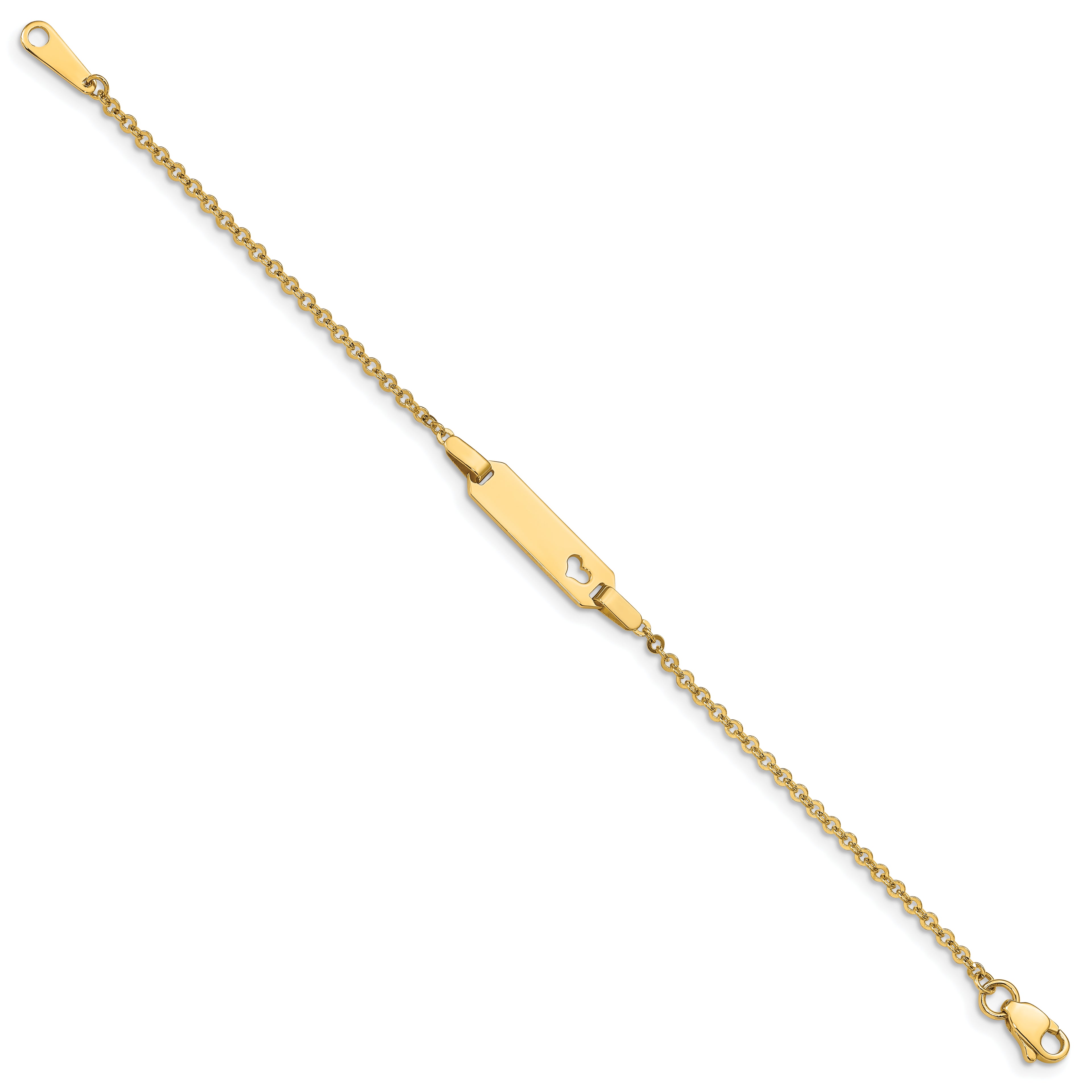 14K Polished Cut-out Heart 18x5mm Plate 6 inch Baby/Child ID Bracelet