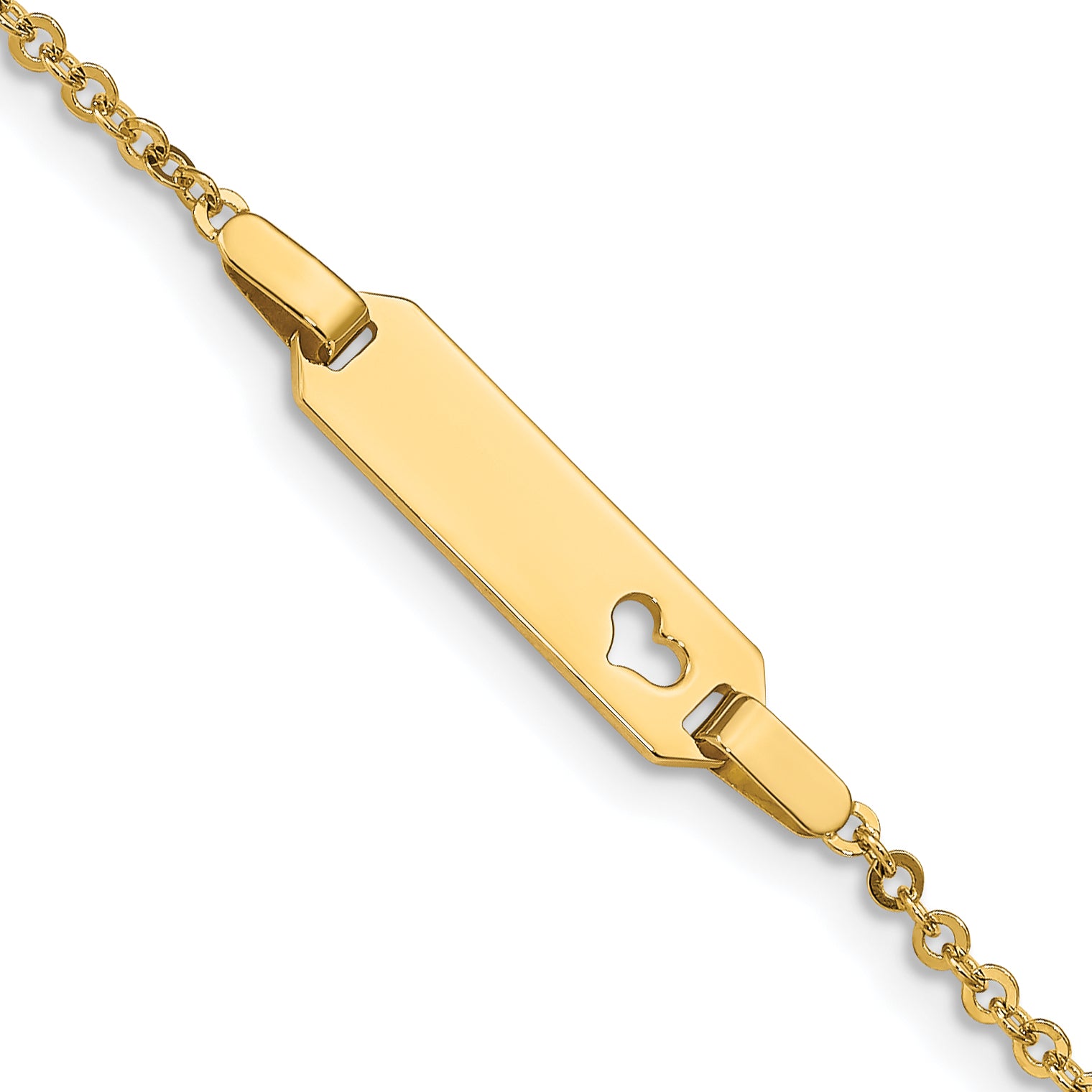14K Polished Cut-out Heart 18x5mm Plate 6 inch Baby/Child ID Bracelet Main image