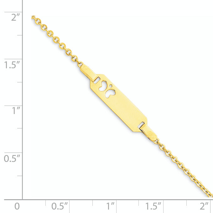 14K Polished Cut-out Butterfly 18x5mm Plate 6 inch Baby/Child ID Bracelet