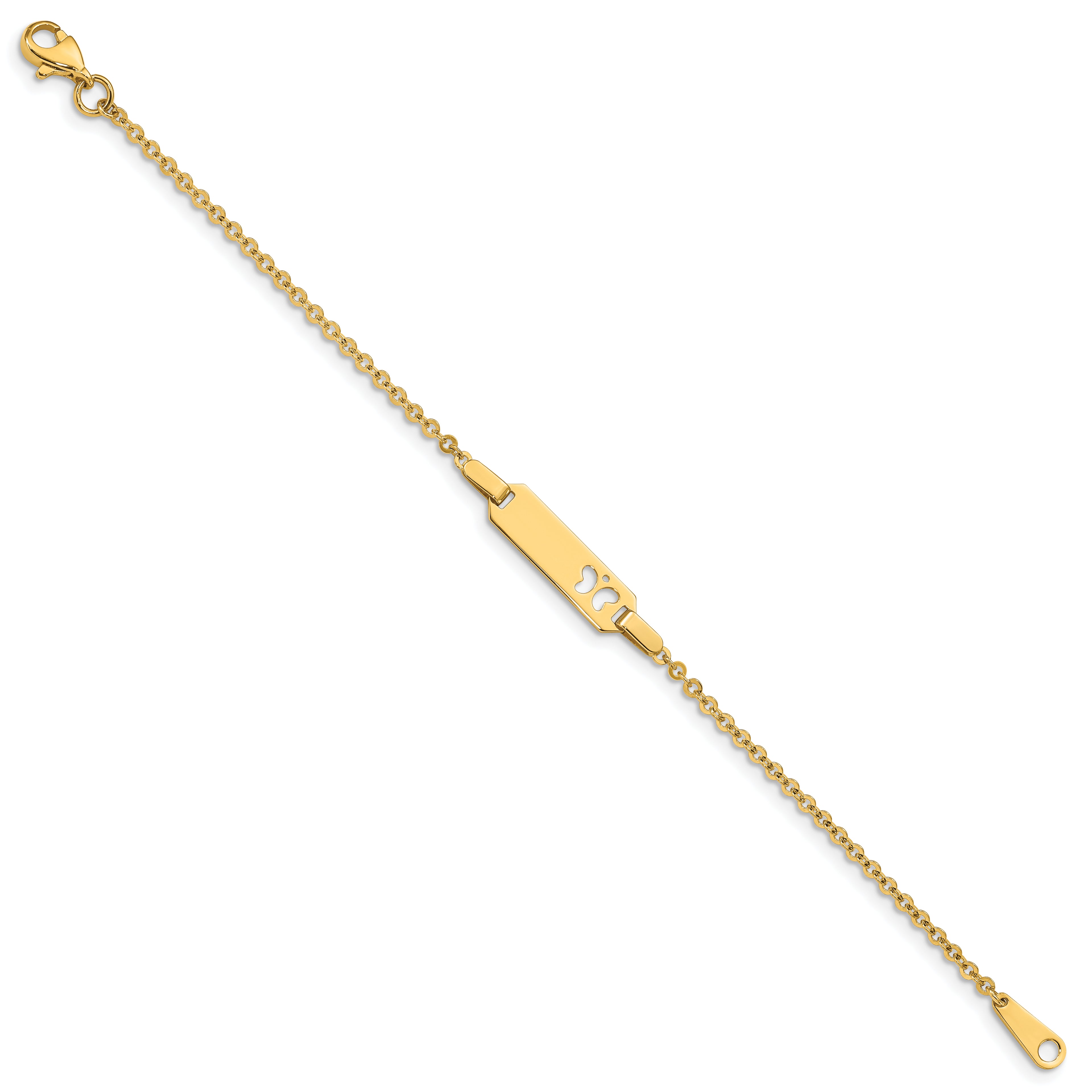 14K Polished Cut-out Butterfly 18x5mm Plate 6 inch Baby/Child ID Bracelet