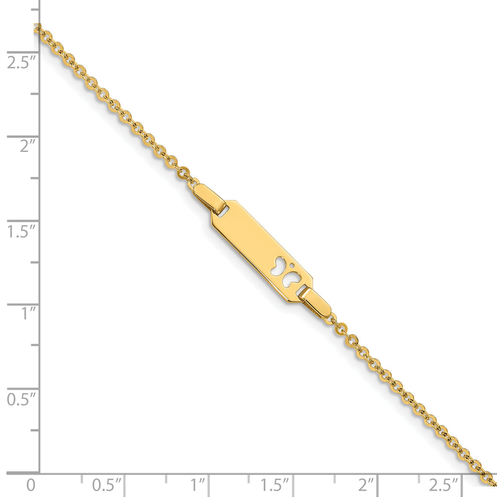 14K Polished Cut-out Butterfly 18x5mm Plate 6 inch Baby/Child ID Bracelet