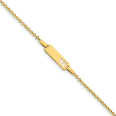 14K Polished Cut-out Butterfly 18x5mm Plate 6 inch Baby/Child ID Bracelet