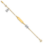 14k Two-tone Polished Teddy Bears and 18x5mm Plate 5.5 inch Baby/Child ID Bracelet with 0.5 inch Extender