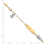 14k Two-tone Polished Teddy Bears and 18x5mm Plate 5.5 inch Baby/Child ID Bracelet with 0.5 inch Extender