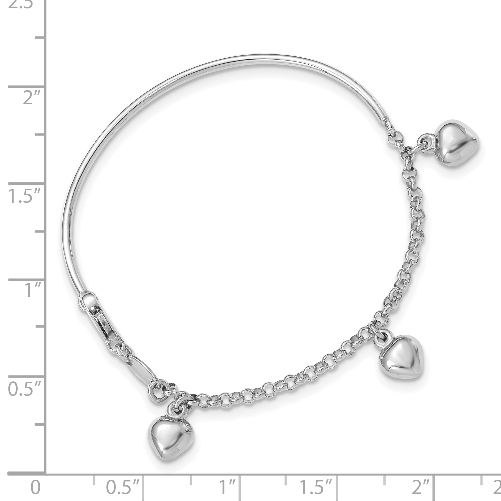 14k White Gold Polished Dangle Heart Baby Bracelet Secondary image