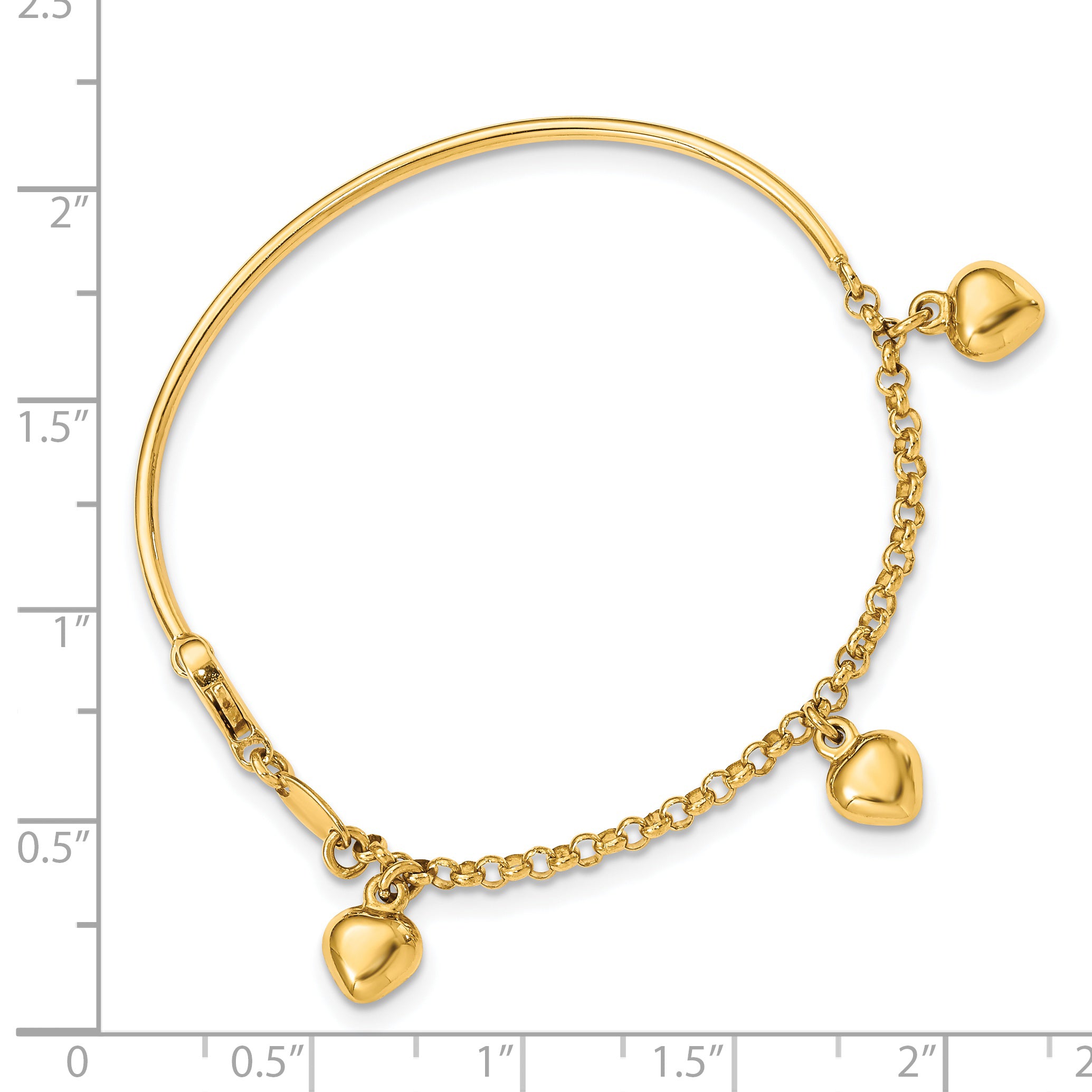 14k Polished Dangle Heart Baby Bracelet Secondary image