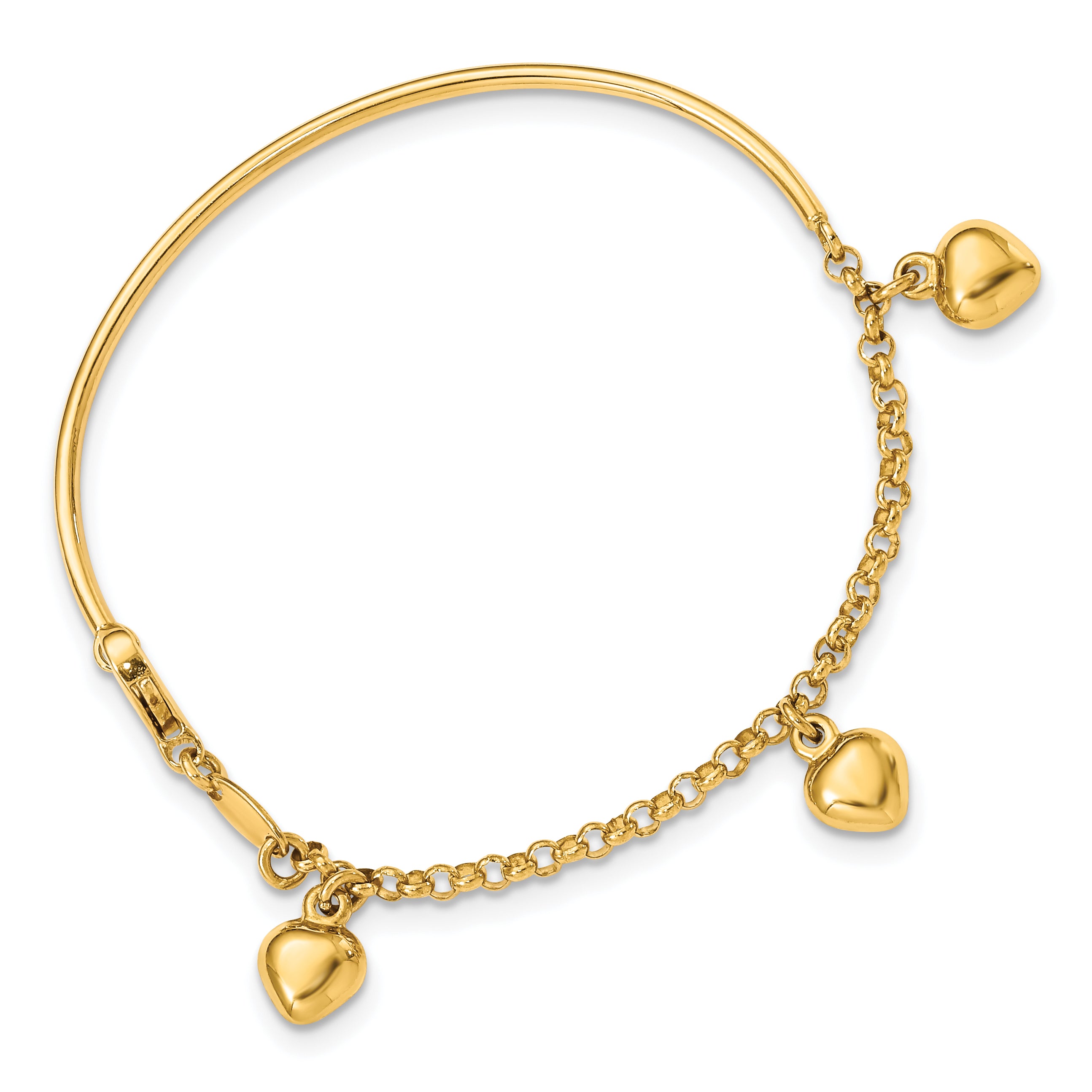14k Polished Dangle Heart Baby Bracelet Main image