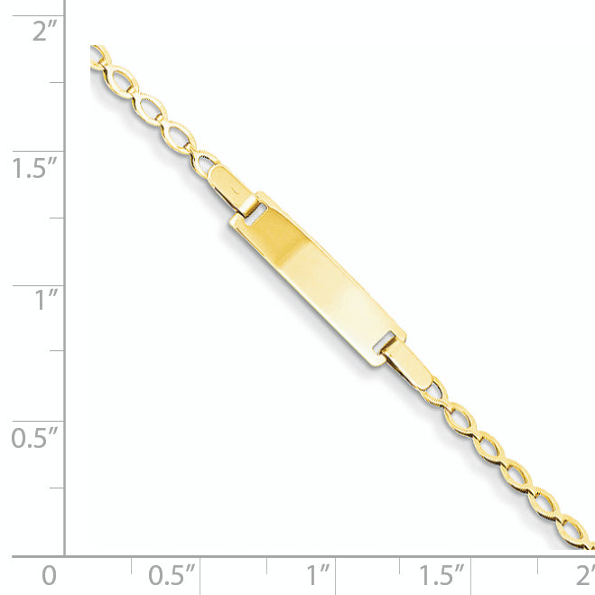 14k Polished Solid Chain/Solid Plate Fancy Link 16x5mm Plate 6 inch Baby/Child ID Bracelet