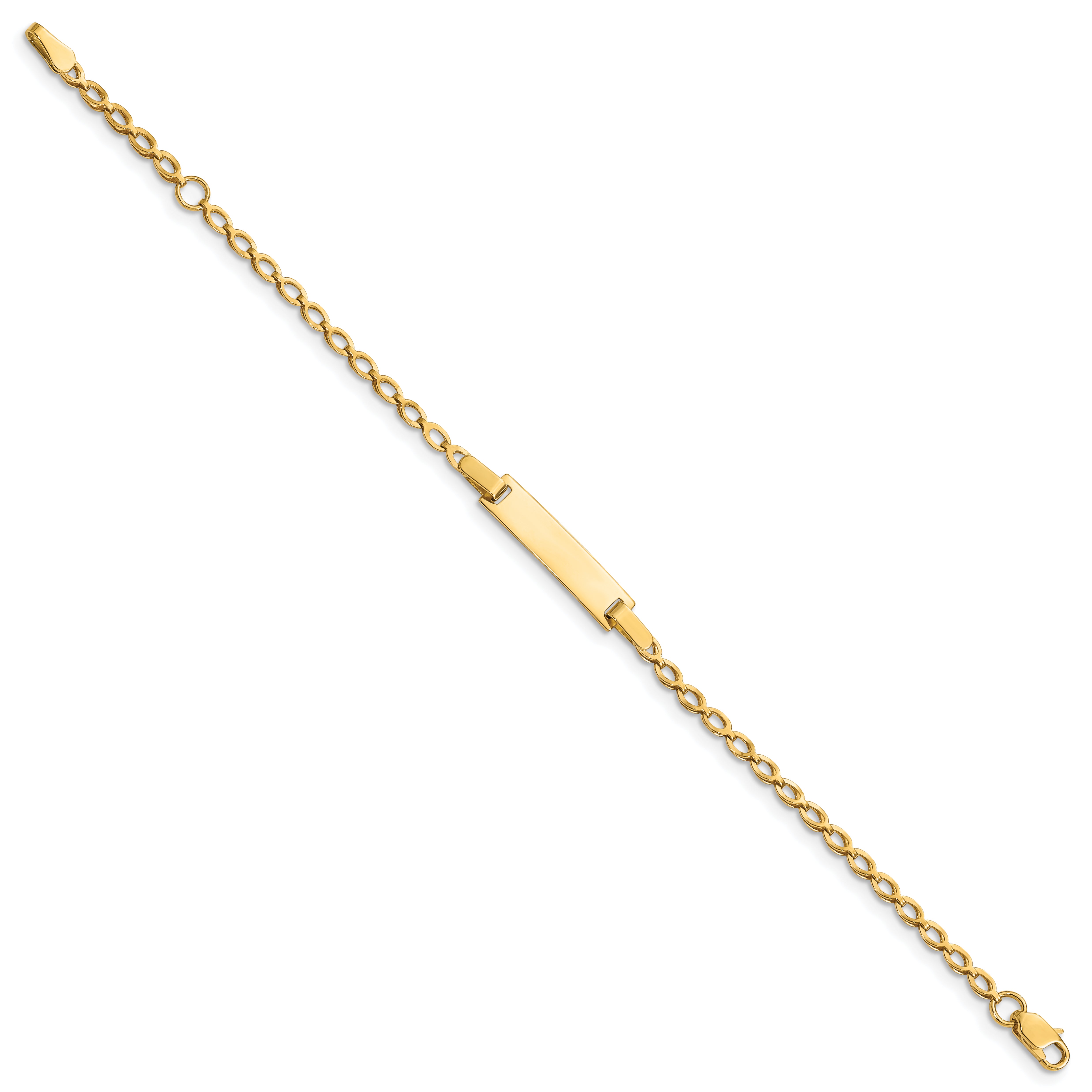 14k Polished Solid Chain/Solid Plate Fancy Link 16x5mm Plate 6 inch Baby/Child ID Bracelet