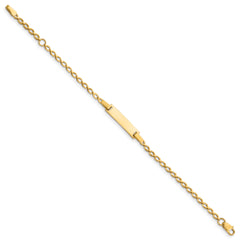 14k Polished Solid Chain/Solid Plate Fancy Link 16x5mm Plate 6 inch Baby/Child ID Bracelet
