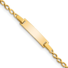 14k Polished Solid Chain/Solid Plate Fancy Link 16x5mm Plate 6 inch Baby/Child ID Bracelet