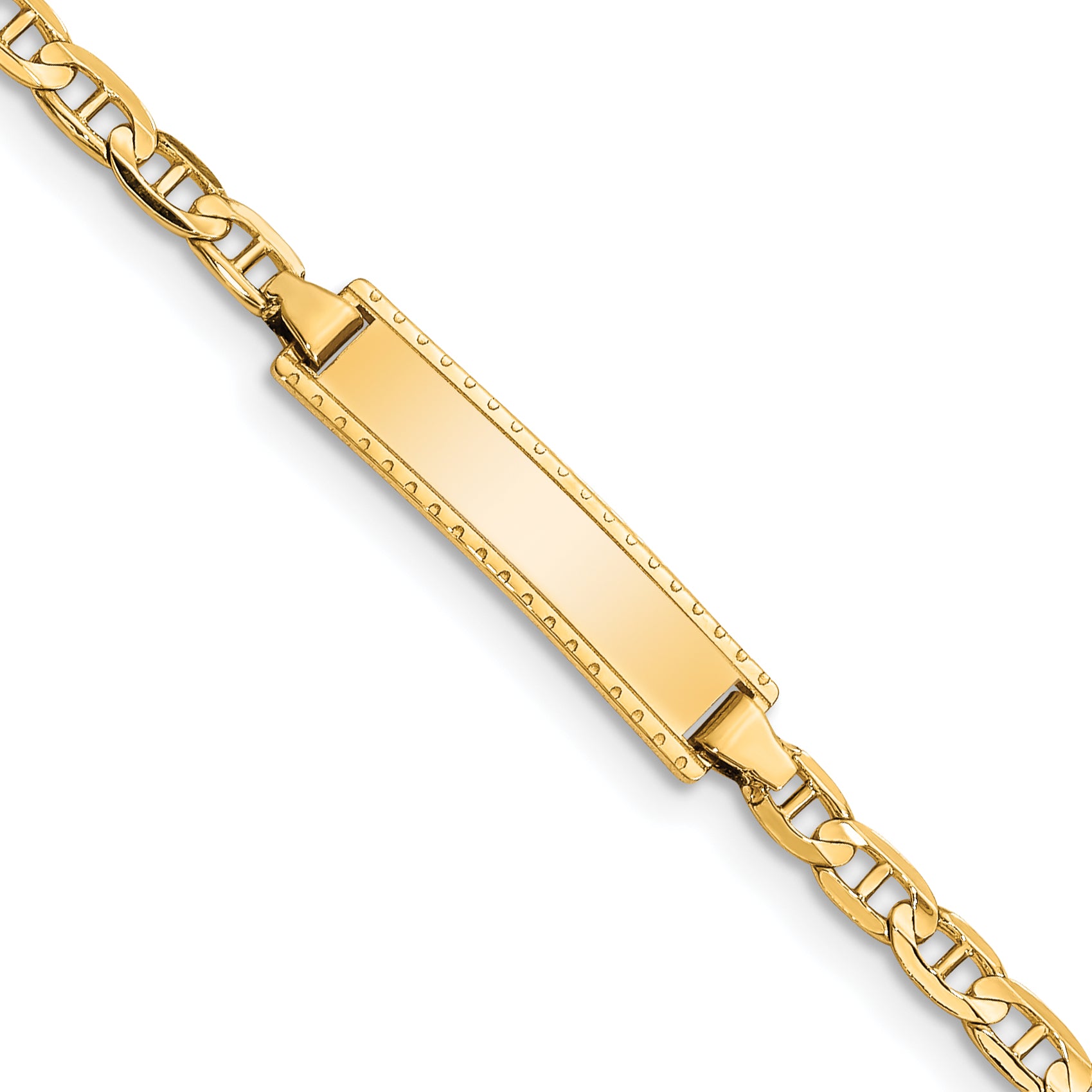 14k Polished Solid Chain/Solid Plate Anchor Link 20x5mm Plate 6 inch Baby/Child ID Bracelet Main image
