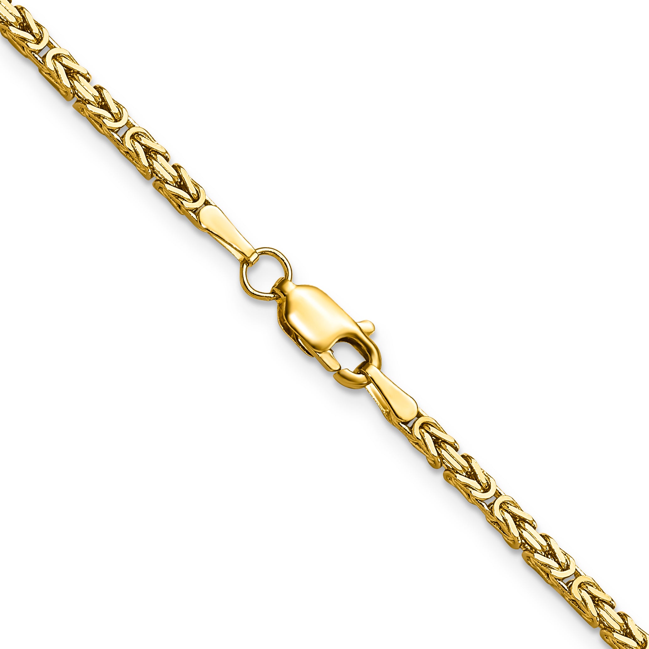 14K Yellow Gold Solid Byzantine Chain Necklace 2mm