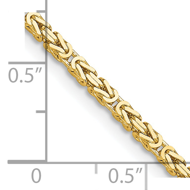 14K Yellow Gold Solid Byzantine Chain Necklace 2mm