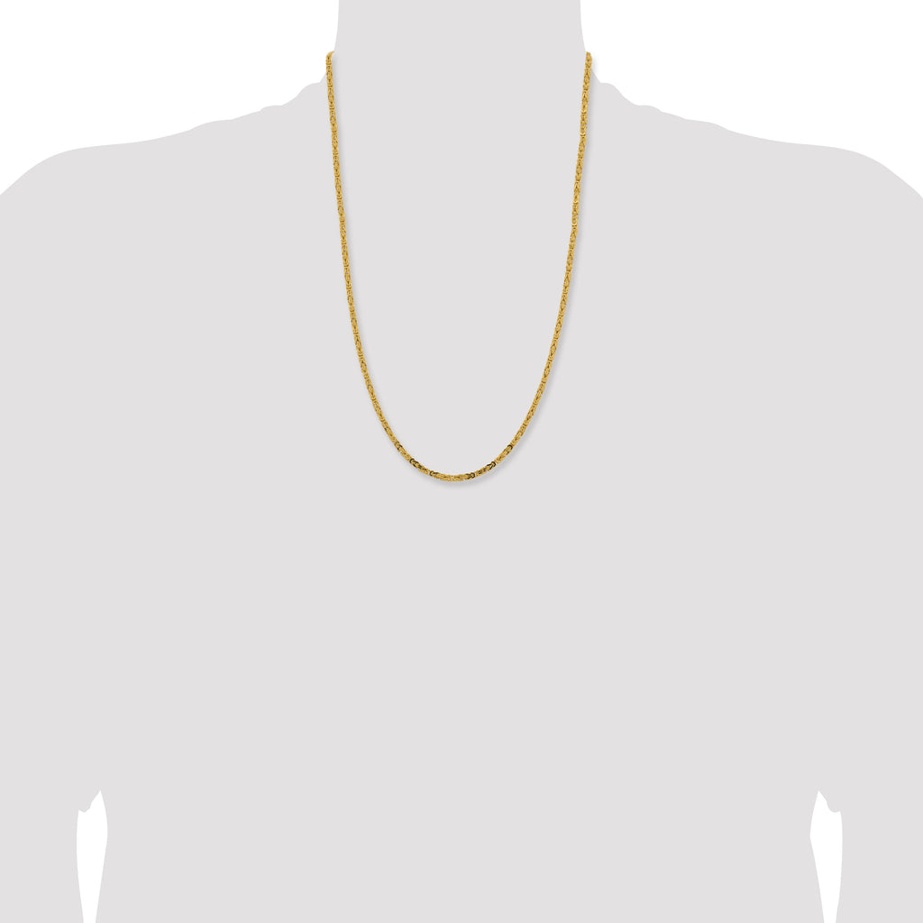 14K 24 inch 2.5mm Byzantine with Lobster Clasp Chain