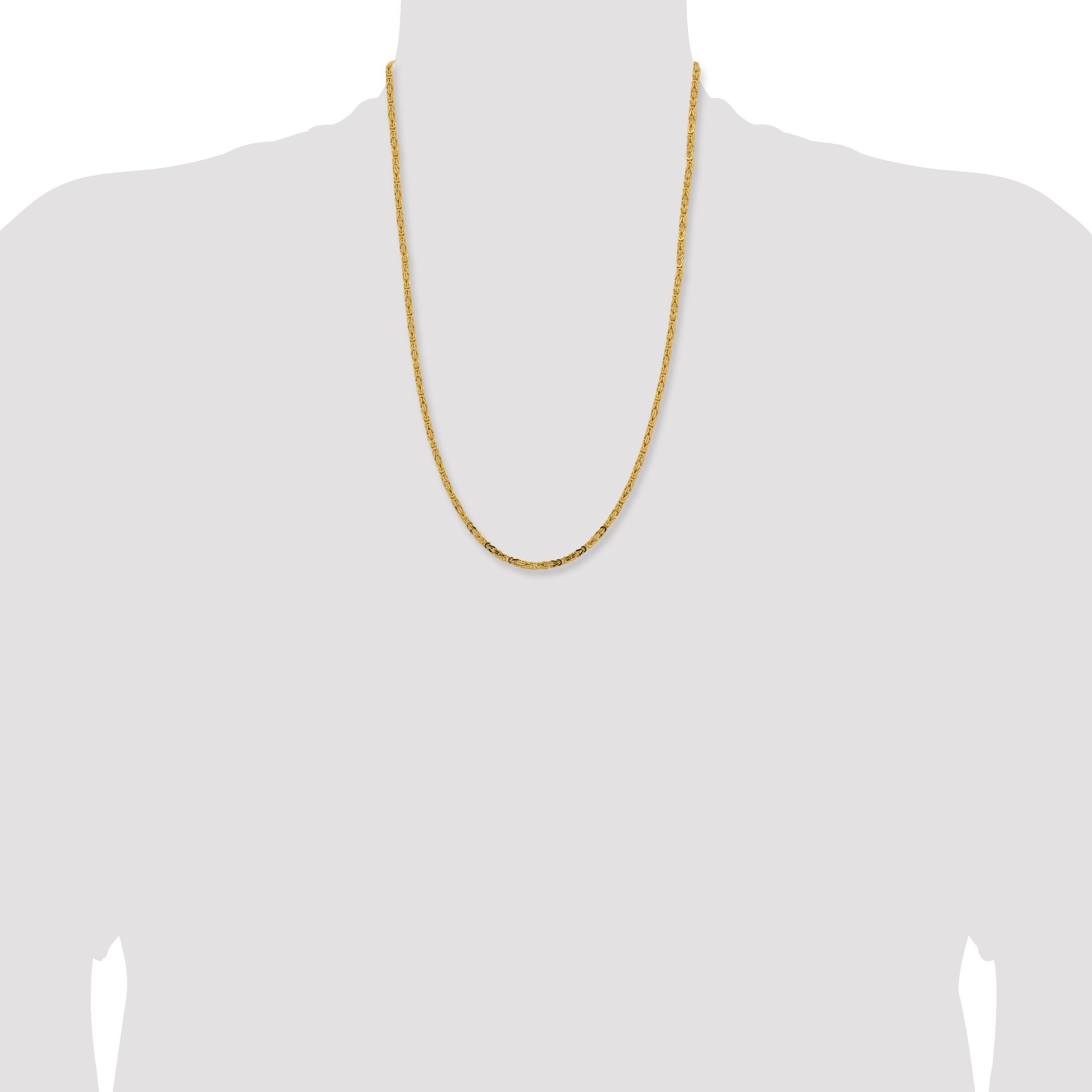 14K 24 inch 2.5mm Byzantine with Lobster Clasp Chain