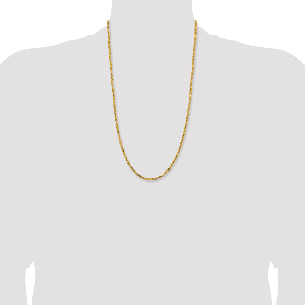 14K 26 inch 2.5mm Byzantine with Lobster Clasp Chain