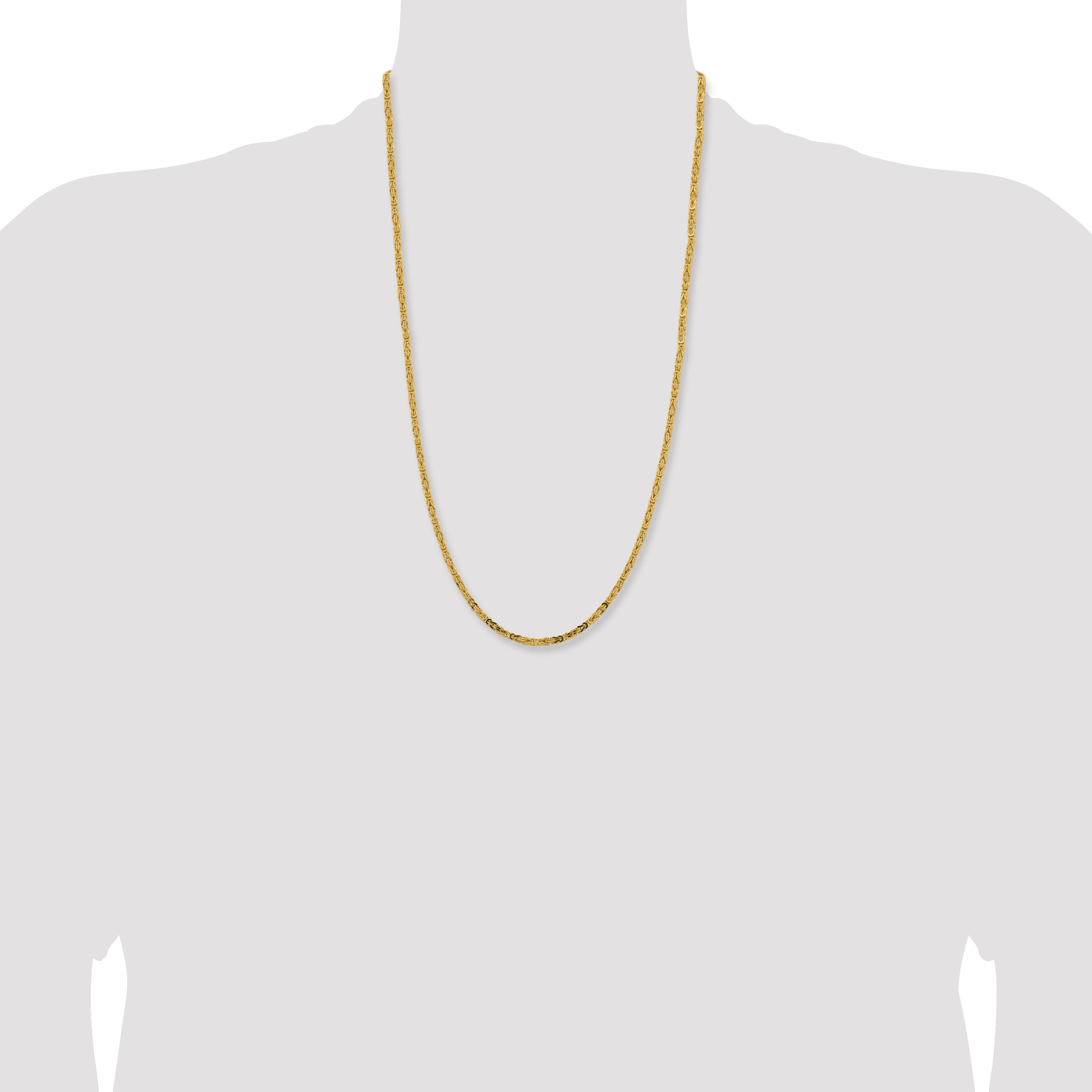 14K 26 inch 2.5mm Byzantine with Lobster Clasp Chain