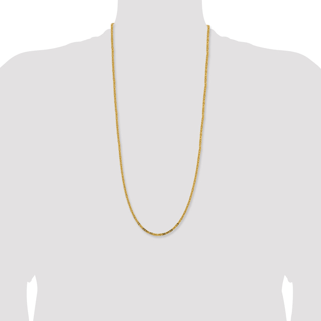 14K 30 inch 2.5mm Byzantine with Lobster Clasp Chain