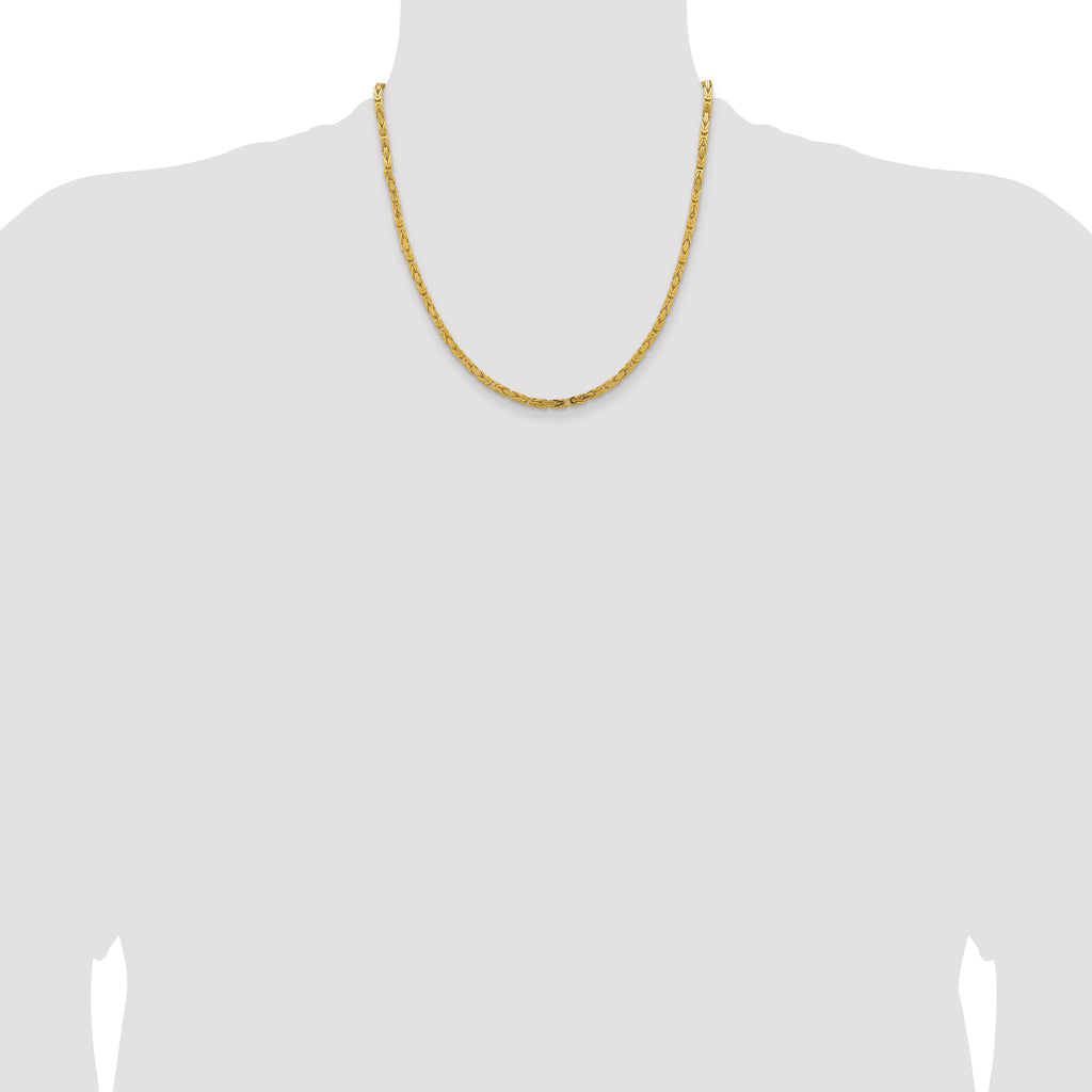 14K 20 inch 3.25mm Byzantine with Lobster Clasp Chain