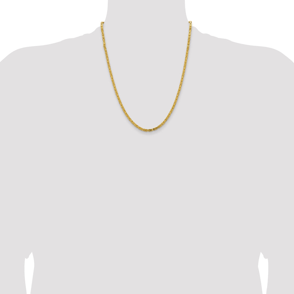 14K 22 inch 3.25mm Byzantine with Lobster Clasp Chain