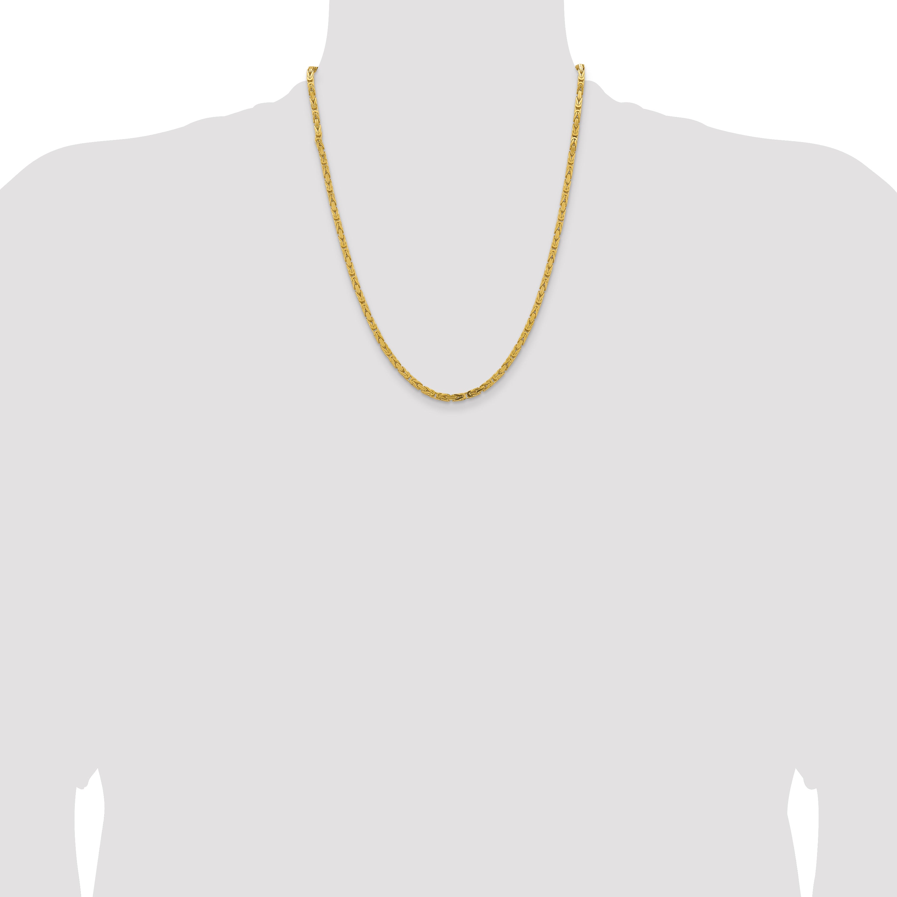 14K 22 inch 3.25mm Byzantine with Lobster Clasp Chain