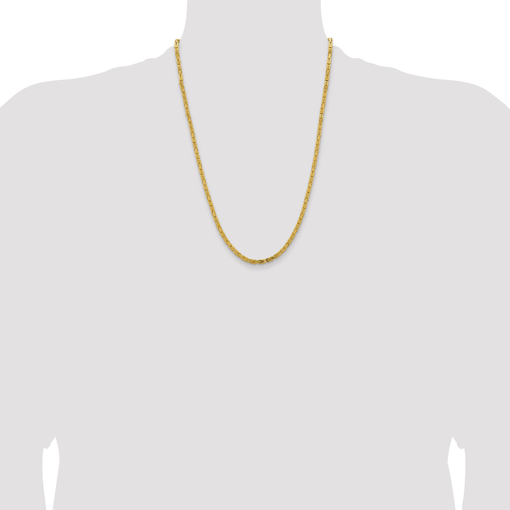 14K 24 inch 3.25mm Byzantine with Lobster Clasp Chain