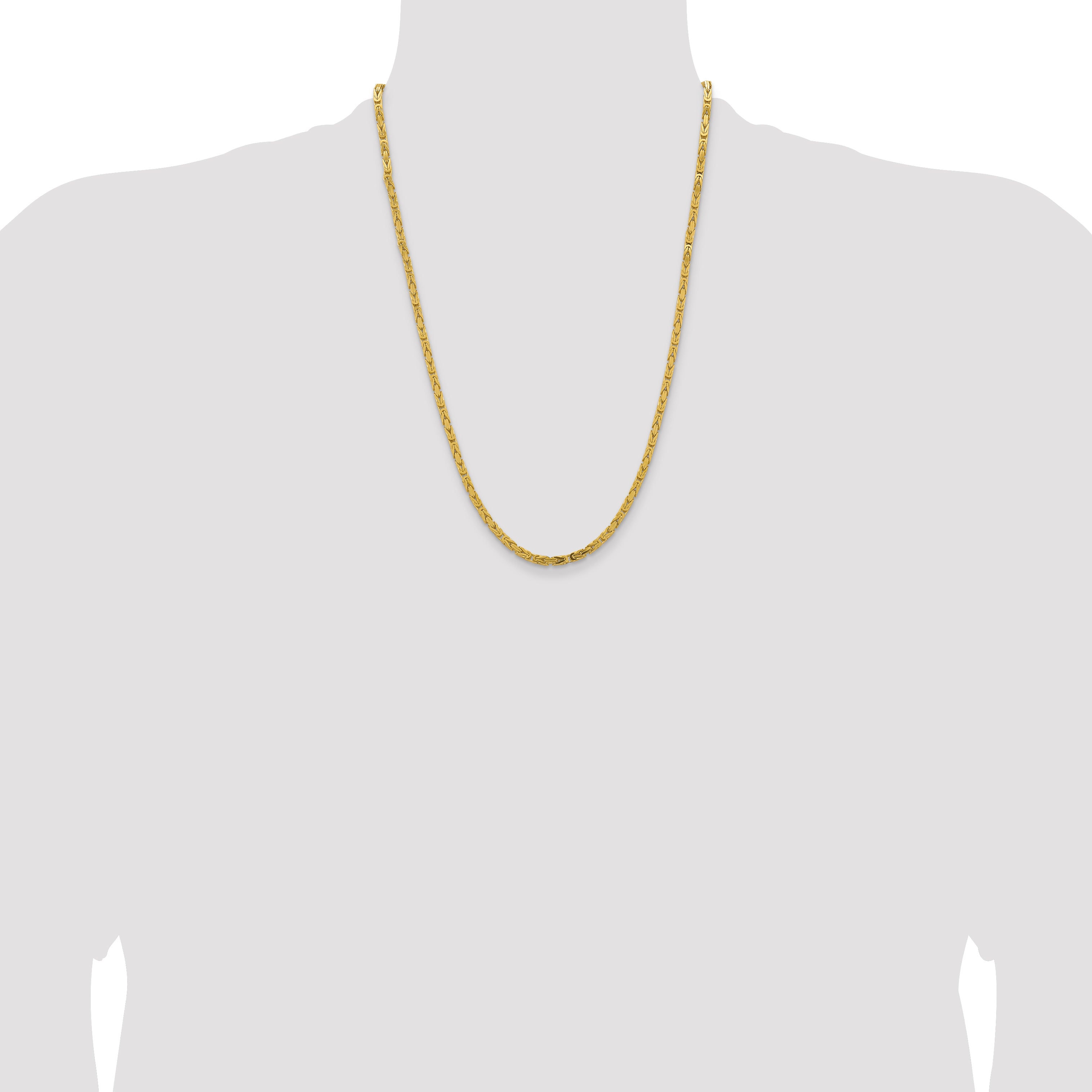 14K 24 inch 3.25mm Byzantine with Lobster Clasp Chain