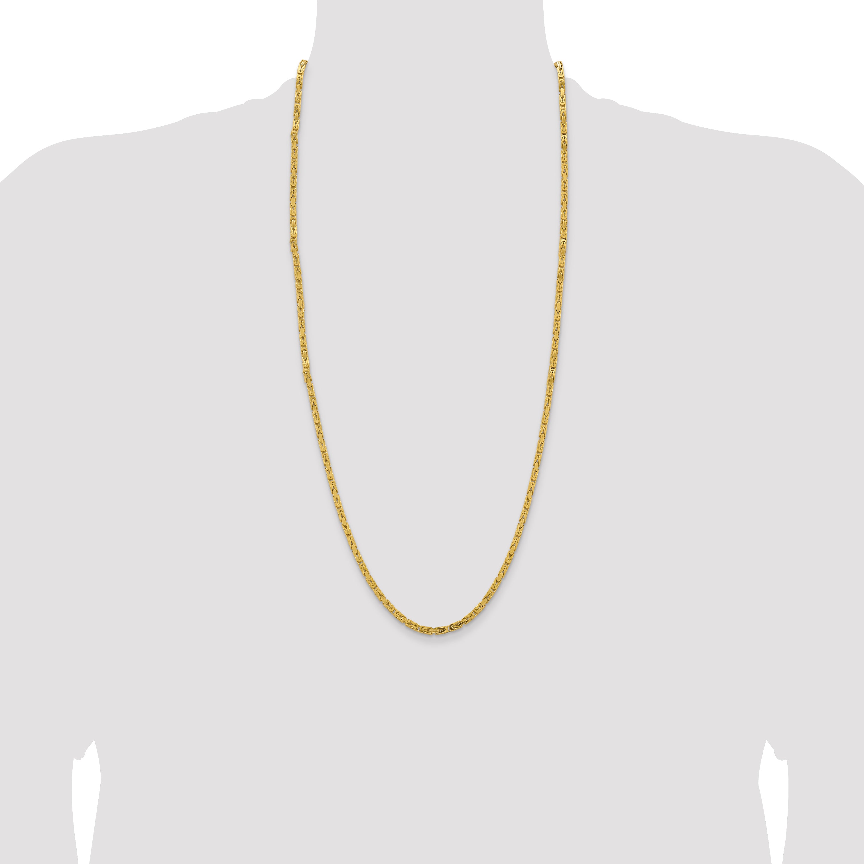 14K 30 inch 3.25mm Byzantine with Lobster Clasp Chain