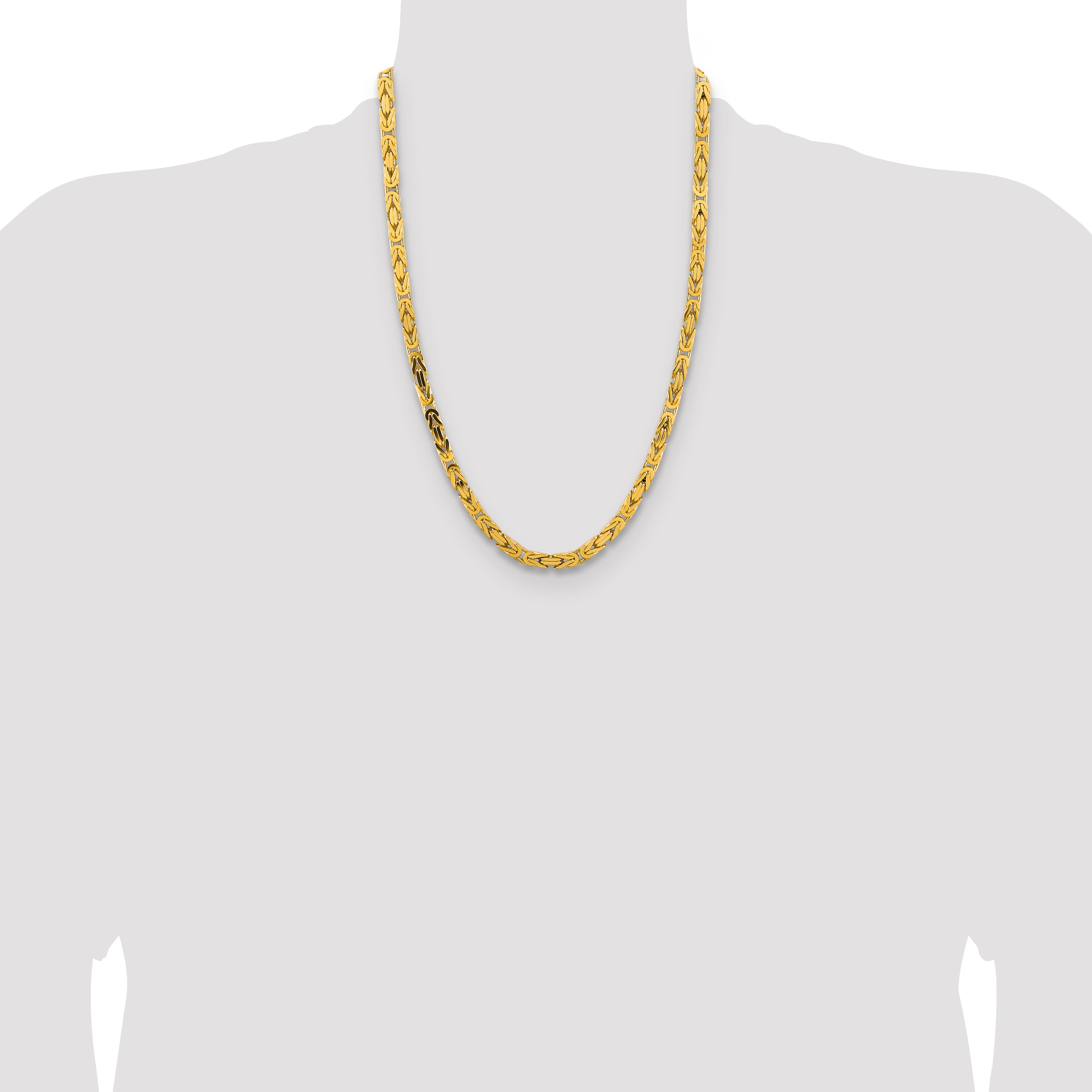 14K 24 inch 5.25mm Byzantine with Lobster Clasp Chain