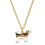 Luxury Giftware by Jere Pewter Bejeweled Crystals Gold-tone Enameled BEAUREGARD Beagle Trinket Box with Matching 18 Inch Necklace