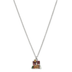 Luxury Giftware by Jere Bejeweled Crystals Silver-tone Enameled LEBKUCHENHAUS Gingerbread House Trinket Box with Matching 18 Inch Necklace