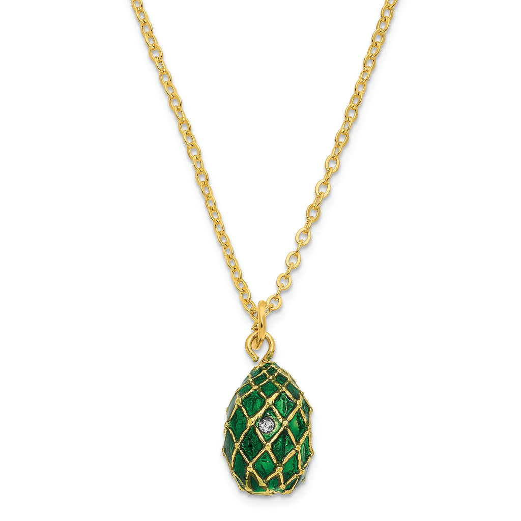 Luxury Giftware Pewter Bejeweled Crystals Gold-tone Enameled ROYAL COACH With Ring Holder and Coach Inside Egg with Matching 18 Inch Necklace