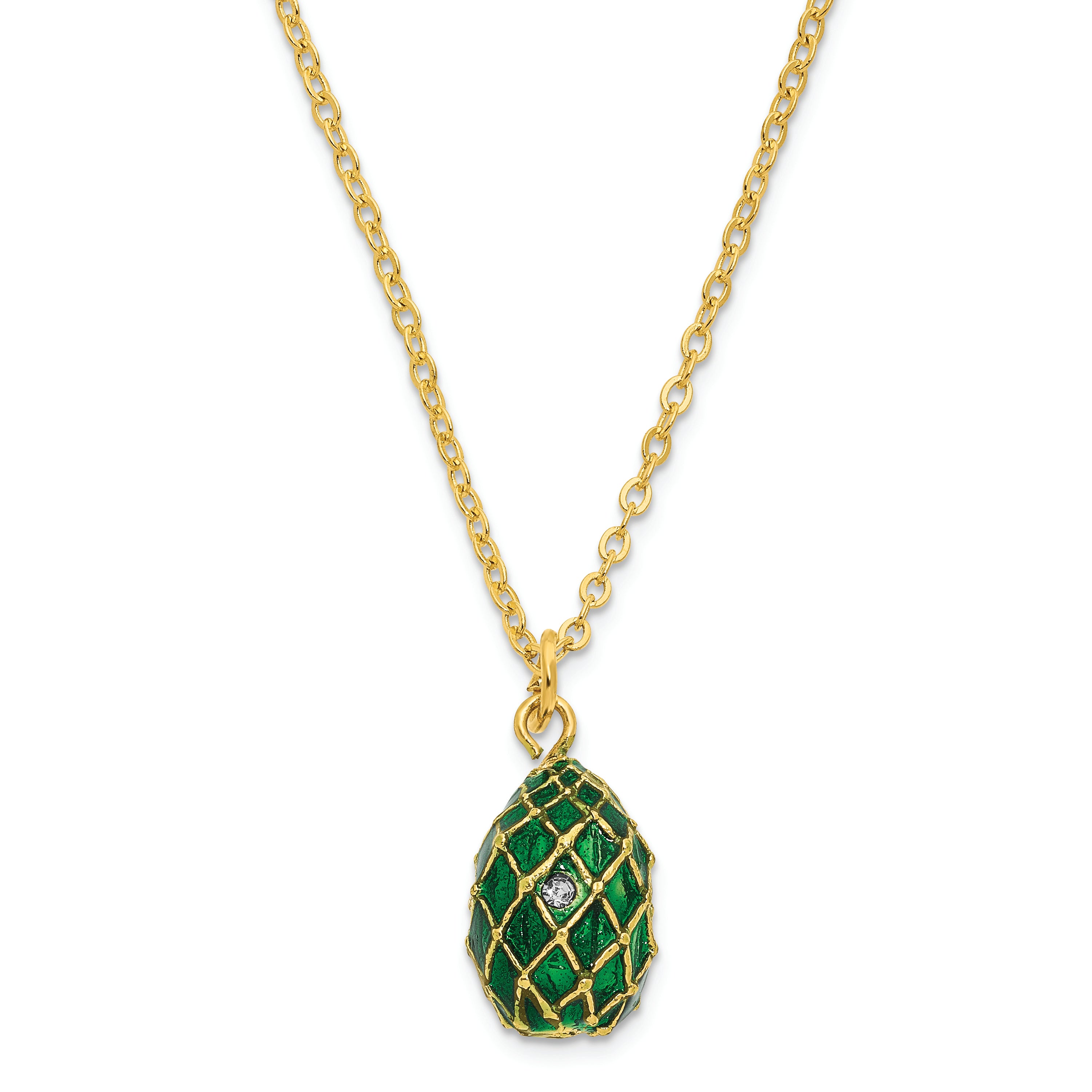 Luxury Giftware Pewter Bejeweled Crystals Gold-tone Enameled ROYAL COACH With Ring Holder and Coach Inside Egg with Matching 18 Inch Necklace