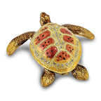 Luxury Giftware by Jere Pewter Bejeweled Crystals Gold-tone Enameled PALM BEACH Loggerhead Sea Turtle Trinket Box with Matching 18 Inch Necklace