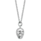 Luxury Giftware by Jere Pewter Bejeweled Crystals Silver-tone Enameled TREASURE TROVE Full Crystal Skull Trinket Box with Matching 18 Inch Necklace