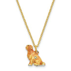 Luxury Giftware by Jere Pewter Bejeweled Crystals Silver-tone Enameled GOLDIE Golden Retriever Trinket Box with Matching 18 Inch Necklace