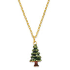 Luxury Giftwar by Jere Bejeweled Crystals Gold-tone Enameled DECK THE HALLS Christmas Tree Trinket Box with Matching 18 Inch Necklace
