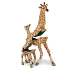 Luxury Giftware by Jere Pewter Bejeweled Crystals Gold-tone Enameled GINA & GEORGIE Mother & Baby Giraffes Trinket Box with Matching 18 Inch Necklace