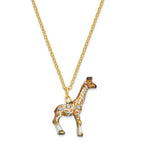 Luxury Giftware by Jere Pewter Bejeweled Crystals Gold-tone Enameled GINA & GEORGIE Mother & Baby Giraffes Trinket Box with Matching 18 Inch Necklace