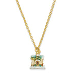 Luxury Giftware Pewter Bejeweled Crystals Gold-tone Enameled REJOICE Winter Church Trinket Box with Matching 18 Inch Necklace
