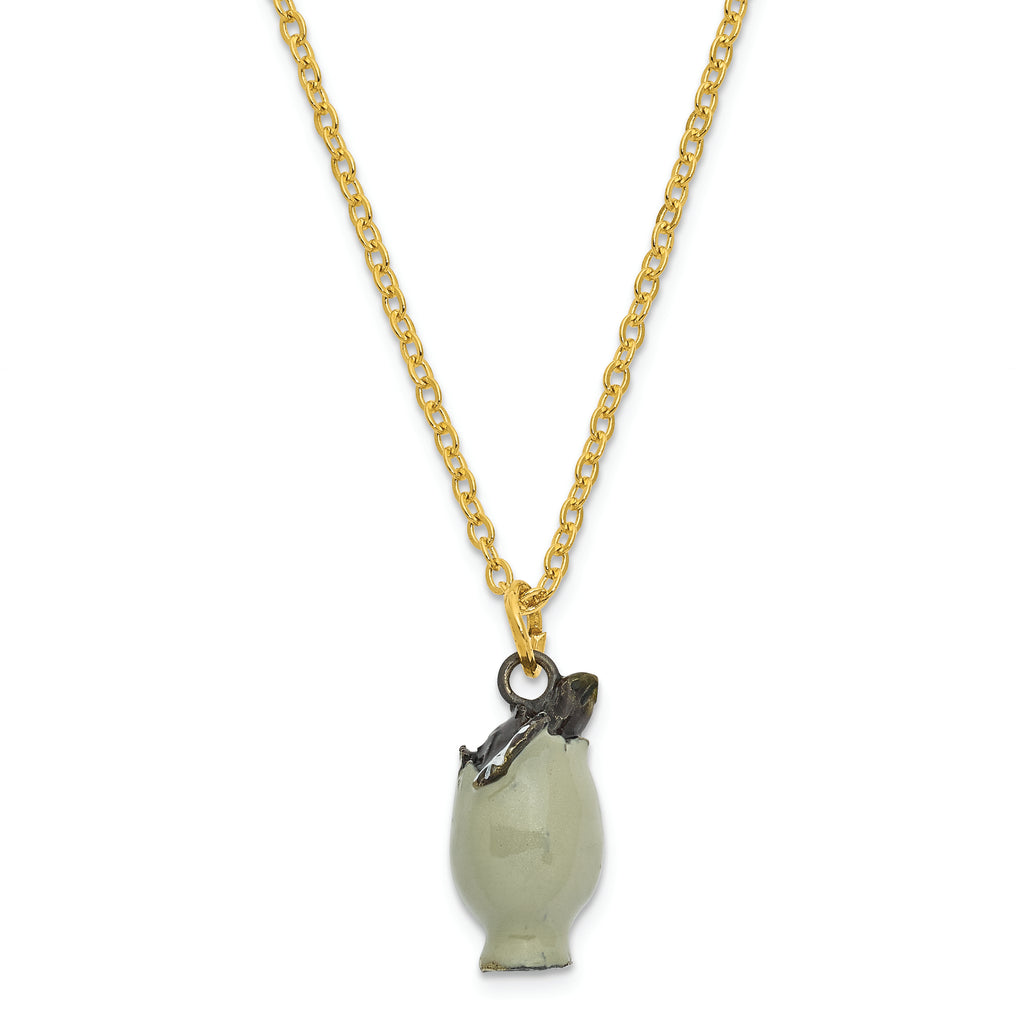 Luxury Giftware by Jere Pewter Bejeweled Crystals Gold-tone Enameled EGGBERT Turtle Hatchling Trinket Box with Matching 18 Inch Necklace