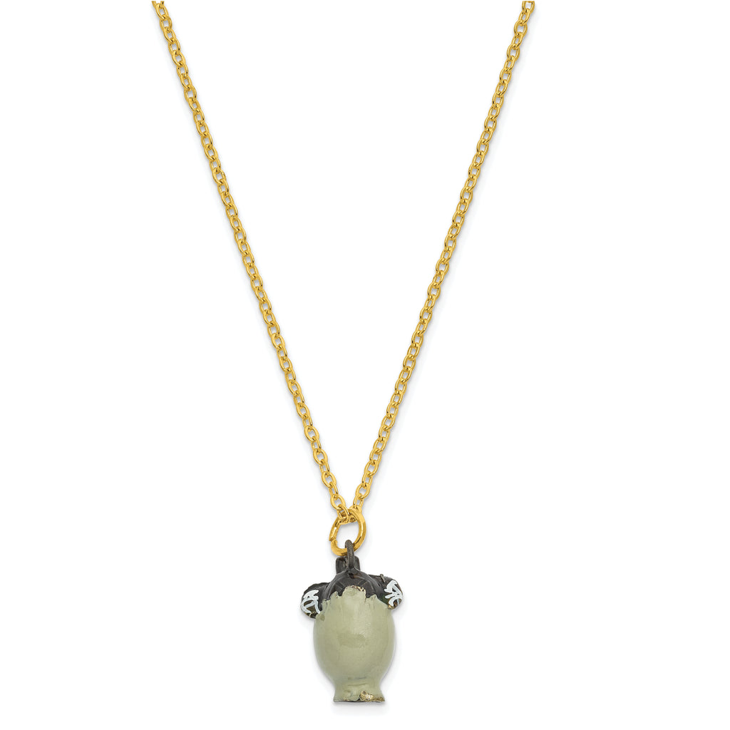 Luxury Giftware by Jere Pewter Bejeweled Crystals Gold-tone Enameled EGGBERT Turtle Hatchling Trinket Box with Matching 18 Inch Necklace