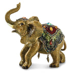 Luxury Giftware by Jere Pewter Bejeweled Crystals Gold-tone Enameled TALLIE Taj Mahal Elephant Trinket Box with Matching 18 Inch Necklace