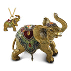 Luxury Giftware by Jere Pewter Bejeweled Crystals Gold-tone Enameled TALLIE Taj Mahal Elephant Trinket Box with Matching 18 Inch Necklace
