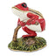 Luxury Giftware Pewter Bejeweled Crystals Gold-tone Enameled RASCAL Red Frog on Branch Trinket Box with Matching 18 Inch Necklace