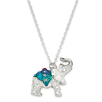 Luxury Giftware Pewter Bejeweled Crystals Gold-tone Enameled BAKUL Full Crystal White Elephant Trinket Box with Matching 18 Inch Necklace