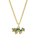 Luxury Giftware Pewter Bejeweled Crystals Gold-tone Enameled CHI Chinese Dragon Trinket Box with Matching 18 Inch Necklace