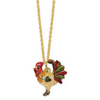 Luxury Giftware by Jere Pewter Bejeweled Crystals Gold-tone Enameled RORY Strutting Rooster Trinket Box with Matching 18 Inch Necklace